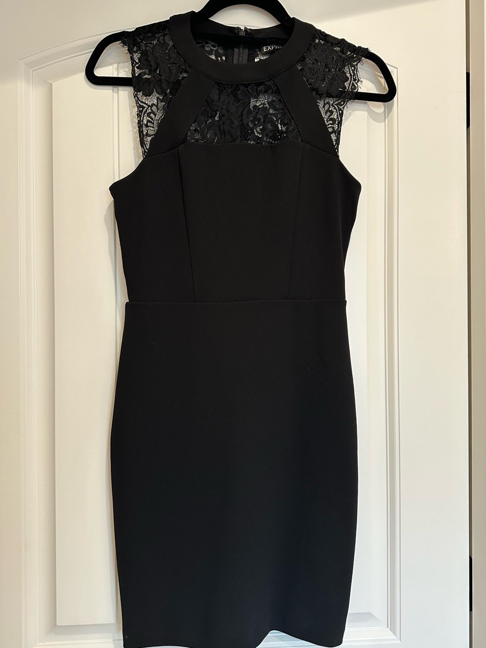 Express Sleeveless Black Lace Yoke Sheath Dress Size 2